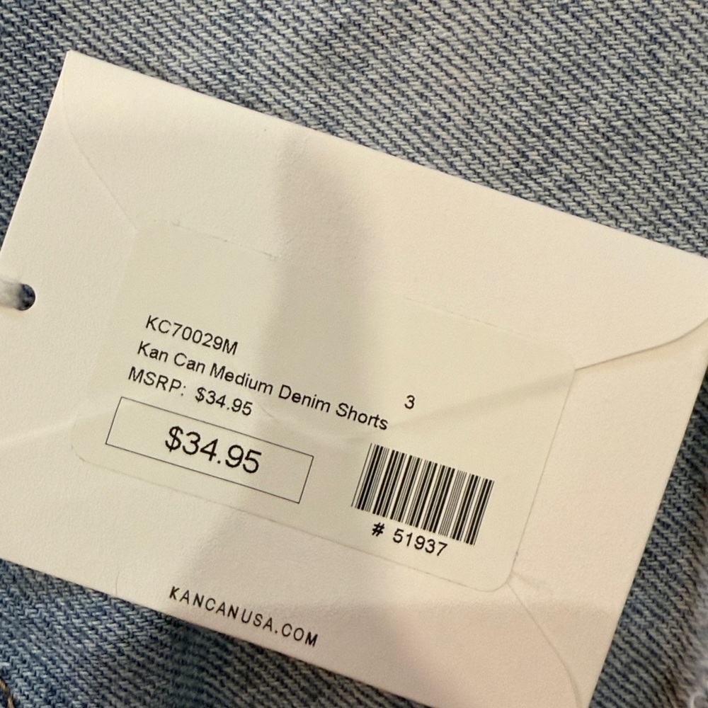 KanCan Light Blue Frayed Hem Jean Shorts NEW - Picture 4 of 8